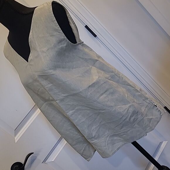 AJ Andrea Javine sz XL 100% linen tunic top, light moss green - Picture 3 of 9